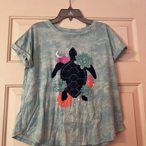 Girls SO Blue Tie-Dye Turtle Graphic Tee short sleeve